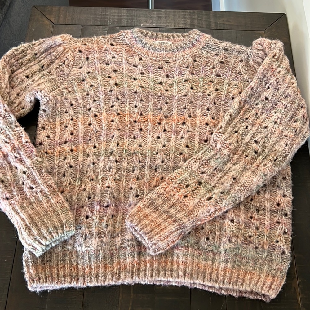 BARTOLINI MADE IN ITALY Puffed Long Sleeve Sweater Rose Women’s Size S.